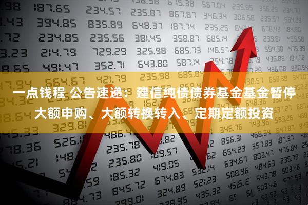 一点钱程 公告速递：建信纯债债券基金基金暂停大额申购、大额转换转入、定期定额投资